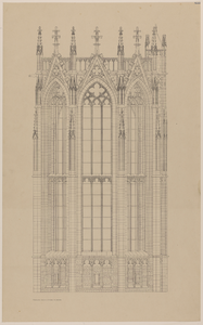 217429 Aanzicht van de westzijde van het achtkant van de Domtoren te Utrecht.